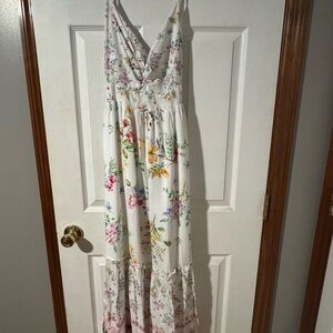 Cupshe Floral Maxi Dress - White and Pink